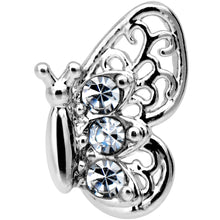 Load image into Gallery viewer, 20G 1/4 Clear Gem Lacy Butterfly Nose Bone