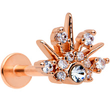 将图片加载到图库查看器,16G 5/16 Clear CZ Gem Rose Gold Tone Abstract Crown Labret Tragus