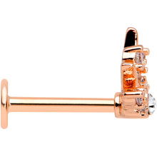 将图片加载到图库查看器,16G 5/16 Clear CZ Gem Rose Gold Tone Abstract Crown Labret Tragus