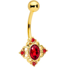 将图片加载到图库查看器,Red Gem Gold Tone Rich Regal Rhombus Belly Ring