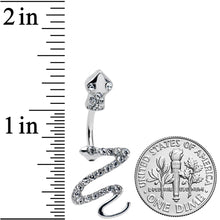 将图片加载到图库查看器,Clear Gem Stylish Snakes Double Mount Belly Ring