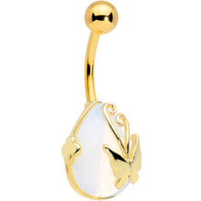将图片加载到图库查看器,Clear Gem Gold Tone Drop Wrap Butterfly Belly Ring