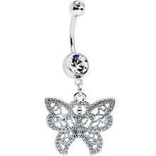 Load image into Gallery viewer, Clear CZ Gem Ultra Luxe Butterfly Dangle Belly Ring