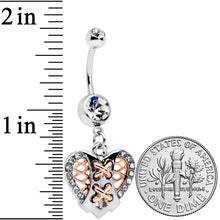 Load image into Gallery viewer, Clear CZ Gem Tie Me Up Corset Heart Valentines Day Dangle Belly Ring