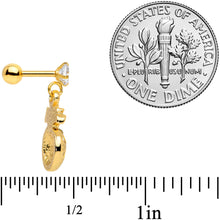 Load image into Gallery viewer, 16G 1/4 Clear Gem Gold Tone Pineapple Dangle Cartilage Tragus