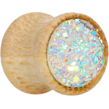 将图片加载到图库查看器,White Druzy Stone Wood Saddle Plug Set