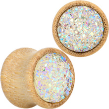 将图片加载到图库查看器,White Druzy Stone Wood Saddle Plug Set