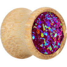 将图片加载到图库查看器,7/16 Pink Druzy Stone Wood Saddle Plug Set