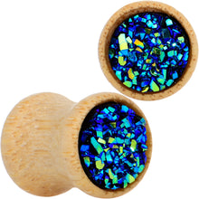 将图片加载到图库查看器,Blue Druzy Stone Wood Saddle Plug Set