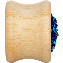 Load image into Gallery viewer, 9/16 Blue Druzy Stone Wood Saddle Plug Set