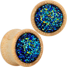 将图片加载到图库查看器,5/8 Blue Druzy Stone Wood Saddle Plug Set