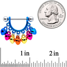 Load image into Gallery viewer, 14G 9/16 Bulb Mardi Gras Dangle Nipple Shield Set