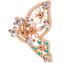 Load image into Gallery viewer, 16G 1/4 Clear CZ Gem Rose Gold Tone Butterfly Cartilage Tragus