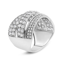 Load image into Gallery viewer, .925 Sterling Silver 2.00 Cttw Round-Cut Diamond Overlapping Bypass Band Ring (I-J Color, I2-I3 Clarity) - Ring Size 7