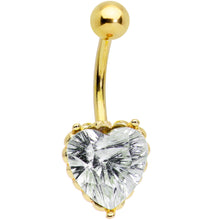 Load image into Gallery viewer, Clear CZ Gem Gold Tone Great Big Heart Valentines Day Belly Ring