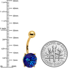 Load image into Gallery viewer, Blue Gem Gold Tone Simply Elegant Style Belly Ring