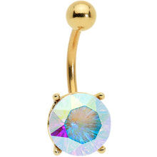 将图片加载到图库查看器,Clear Gem Gold Tone Simply Elegant Style Belly Ring