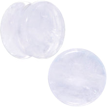 将图片加载到图库查看器,White Cloudy Quartz Double Flare Plug Set