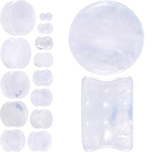 将图片加载到图库查看器,White Cloudy Quartz Double Flare Plug Set