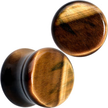 将图片加载到图库查看器,Natural Brown Tiger Eye Stone Double Flare Plug Set