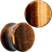 将图片加载到图库查看器,Natural Brown Tiger Eye Stone Double Flare Plug Set