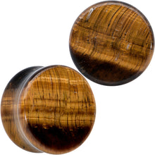 将图片加载到图库查看器,Natural Brown Tiger Eye Stone Double Flare Plug Set