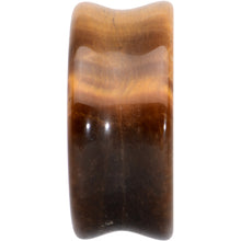 将图片加载到图库查看器,Natural Brown Tiger Eye Stone Double Flare Plug Set
