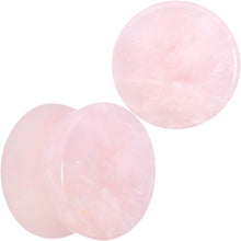 Load image into Gallery viewer, Pink Rose Quartz Round Double Flare Plug Set