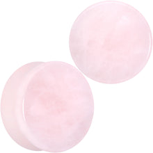 Load image into Gallery viewer, Pink Rose Quartz Round Double Flare Plug Set
