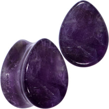 Load image into Gallery viewer, Purple Amethyst Stone Drop Saddle Plug Set