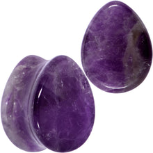 Load image into Gallery viewer, Purple Amethyst Stone Drop Saddle Plug Set