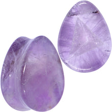 Load image into Gallery viewer, Purple Amethyst Stone Drop Saddle Plug Set