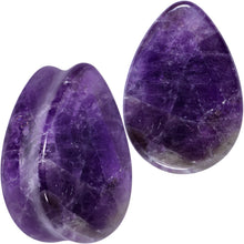 Load image into Gallery viewer, Purple Amethyst Stone Drop Saddle Plug Set
