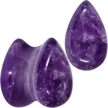 Load image into Gallery viewer, Purple Amethyst Stone Drop Saddle Plug Set