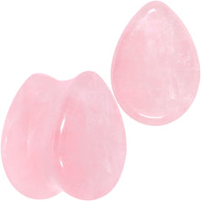 Load image into Gallery viewer, Pink Rose Quartz Drop Saddle Plug Set