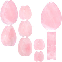 Load image into Gallery viewer, Pink Rose Quartz Drop Saddle Plug Set