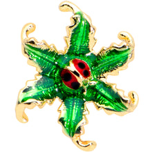 Load image into Gallery viewer, 16G 1/4 Gold Tone Tiny Ladybug Leaves Cartilage Tragus Earring