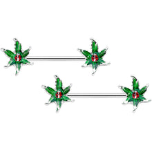 将图片加载到图库查看器,14G 9/16 Tiny Ladybug Leaves Barbell Nipple Ring Set