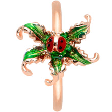 Load image into Gallery viewer, 20G 5/16 Rose Gold Tone Tiny Ladybug Leaves Nose Hoop