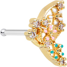 Load image into Gallery viewer, 20G 1/4 Clear CZ Gem Gold Tone Abstract Butterfly Nose Bone