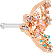 Load image into Gallery viewer, 20G 1/4 Clear CZ Gem Rose Gold Tone Abstract Butterfly Nose Bone