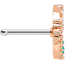 Load image into Gallery viewer, 20G 1/4 Clear CZ Gem Rose Gold Tone Abstract Butterfly Nose Bone