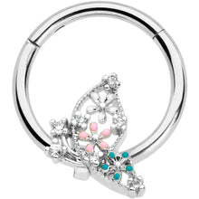 Load image into Gallery viewer, 16G 3/8 Clear CZ Gem Abstract Butterfly Hinged Segment Ring