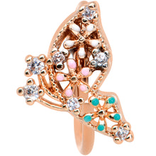 Load image into Gallery viewer, 20G 5/16 Clear CZ Gem Rose Gold Hue Abstract Butterfly Nose Hoop