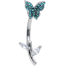将图片加载到图库查看器,Clear Blue Gem Branch Butterfly Top Mount Belly Ring