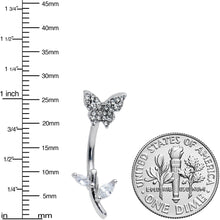 将图片加载到图库查看器,Clear Gem Branch Butterfly Top Mount Belly Ring
