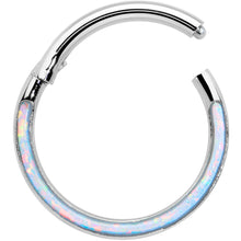 Load image into Gallery viewer, 16G 3/8 White Synthetic Opal Bottom Curve Hinged Segment Ring