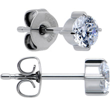 Load image into Gallery viewer, 20G Clear CZ Gem 4mm G23 Titanium Post Stud Earrings