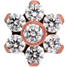 Load image into Gallery viewer, 16G 1/4 Clear CZ Gem Rose Gold Tone G23 Titanium Flower Labret