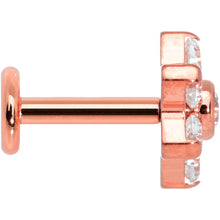 Load image into Gallery viewer, 16G 1/4 Clear CZ Gem Rose Gold Tone G23 Titanium Flower Labret
